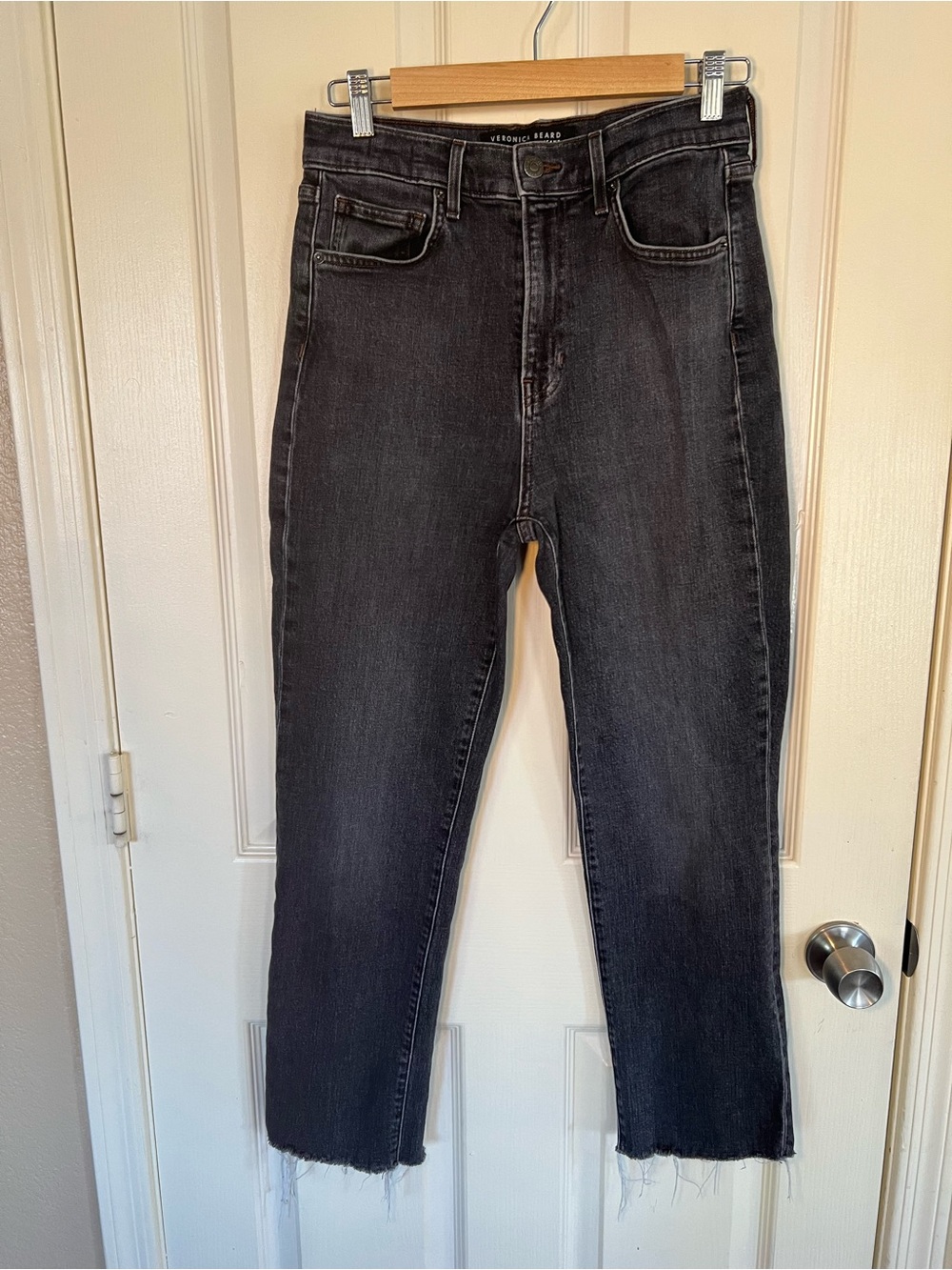 Veronica Beard Joey High Rise Straight Leg Jeans Vanishing Point Black Wash - Picture 1 of 8